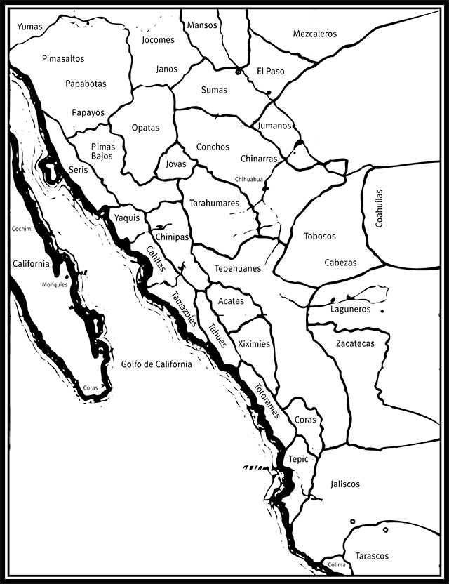 Mapa de las tribus indígenas de las misiones en Nueva Vizcaya